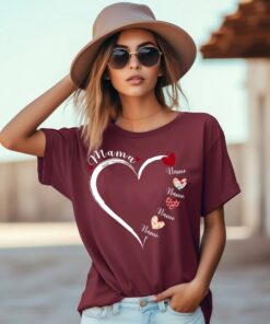 customized mothers day heart shirt with kids names cute mom life tee unique gift for grandma best mom ever t shirt nyj1x