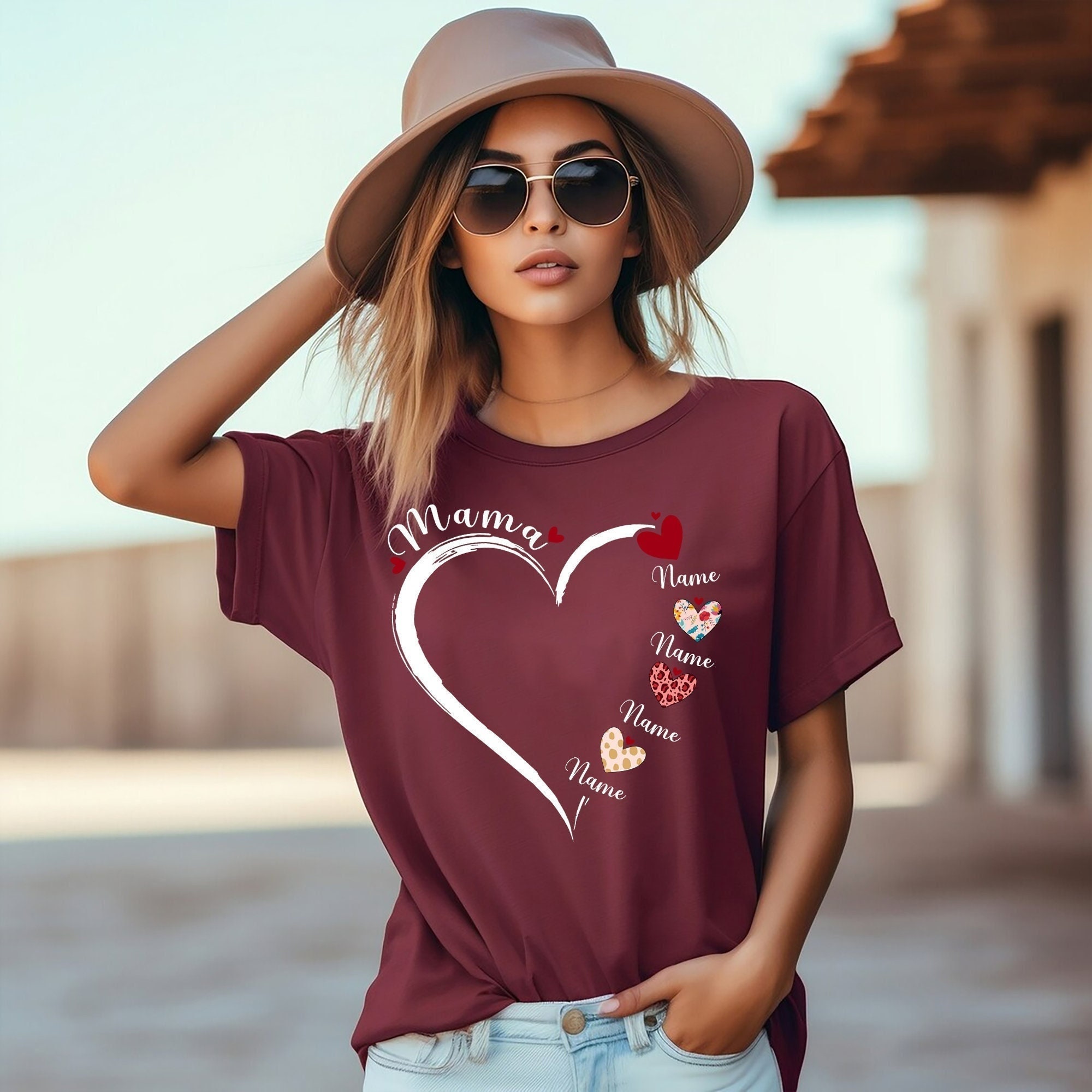 customized mothers day heart shirt with kids names cute mom life tee unique gift for grandma best mom ever t shirt