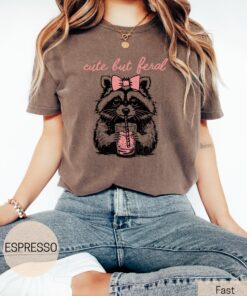 cute but feral shirt for women retro raccoon tee funny mom life shirt trendy t shirt gift for her aufeb