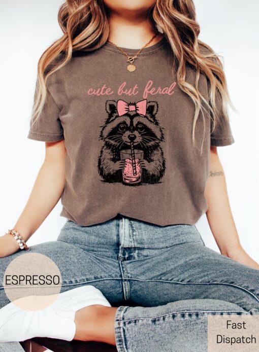 cute but feral shirt for women retro raccoon tee funny mom life shirt trendy t shirt gift for her aufeb scaled
