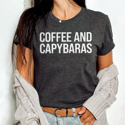 cute capybara shirt for capybara lovers funny t shirt gift for him or her coffee and capybaras design
