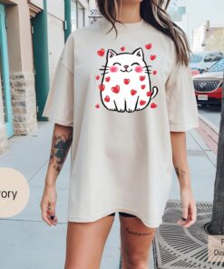 cute cat hearts shirt for cat lovers cat mama tee for valentines day and everyday wear pitra