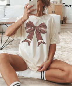 cute football mom shirt with bow design for women comfortable tee perfect for football season activities 8p2df