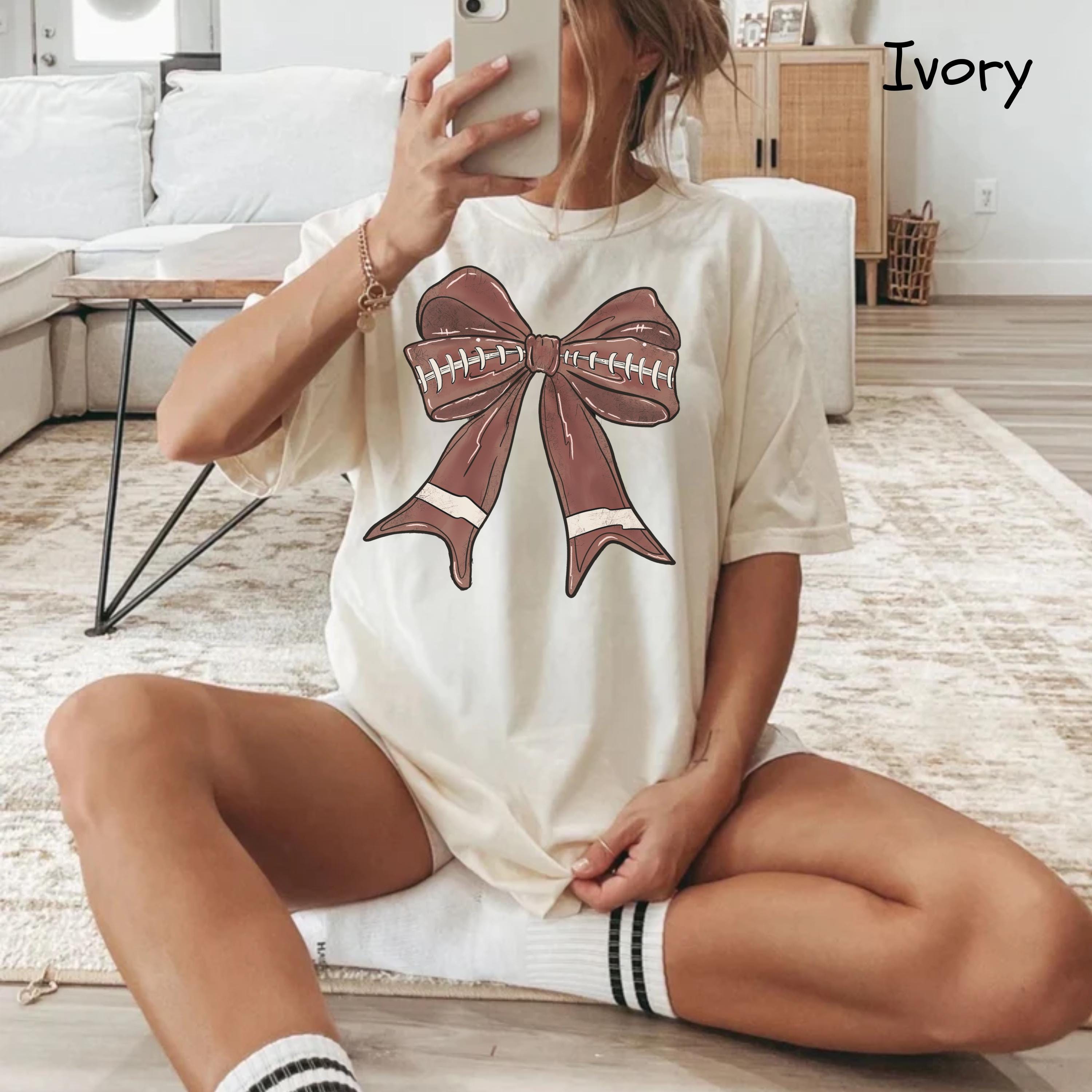 cute football mom shirt with bow design for women comfortable tee perfect for football season activities 8p2df