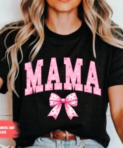 cute mama shirt with pink bow for pregnancy announcement funny mom life shirt for mothers day and valentines day ygs9l