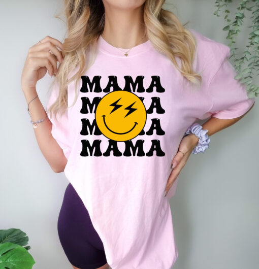 cute mama smiley face t shirt trendy mother tee for mom life perfect for mothers day gifts and funny mom shirts b2ors