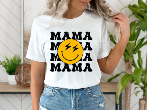 cute mama smiley face t shirt trendy mother tee for mom life perfect for mothers day gifts and funny mom shirts hmbbb