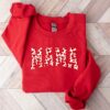 Cute Mama Sweatshirt with Red Hearts for Mothers Day and Valentines Day Unique Mom Life Shirt Gift