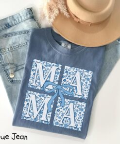 cute mom shirt with bow design in blue ribbon for mothers day personalized gifts and girly aesthetic style 7upqf