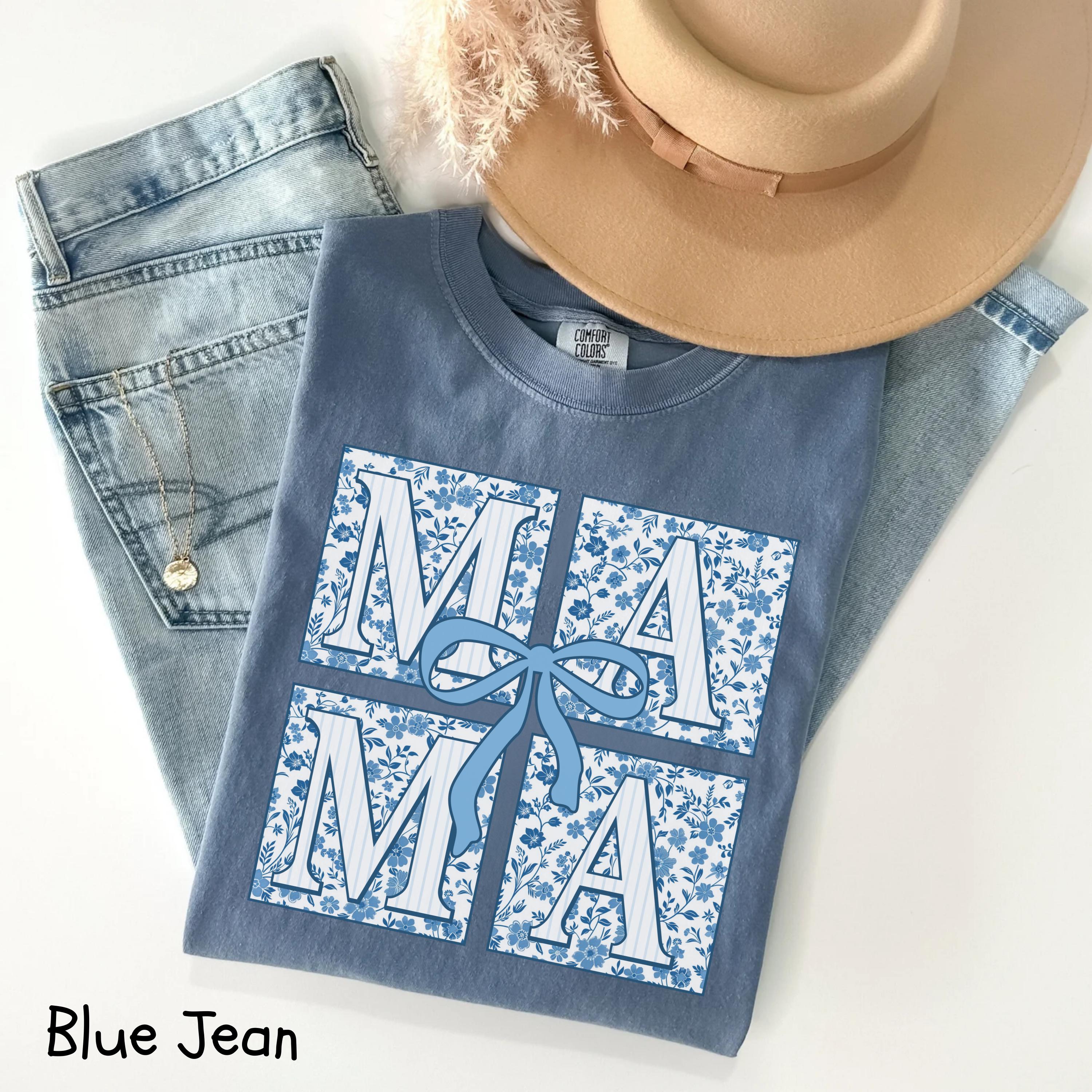 cute mom shirt with bow design in blue ribbon for mothers day personalized gifts and girly aesthetic style 7upqf