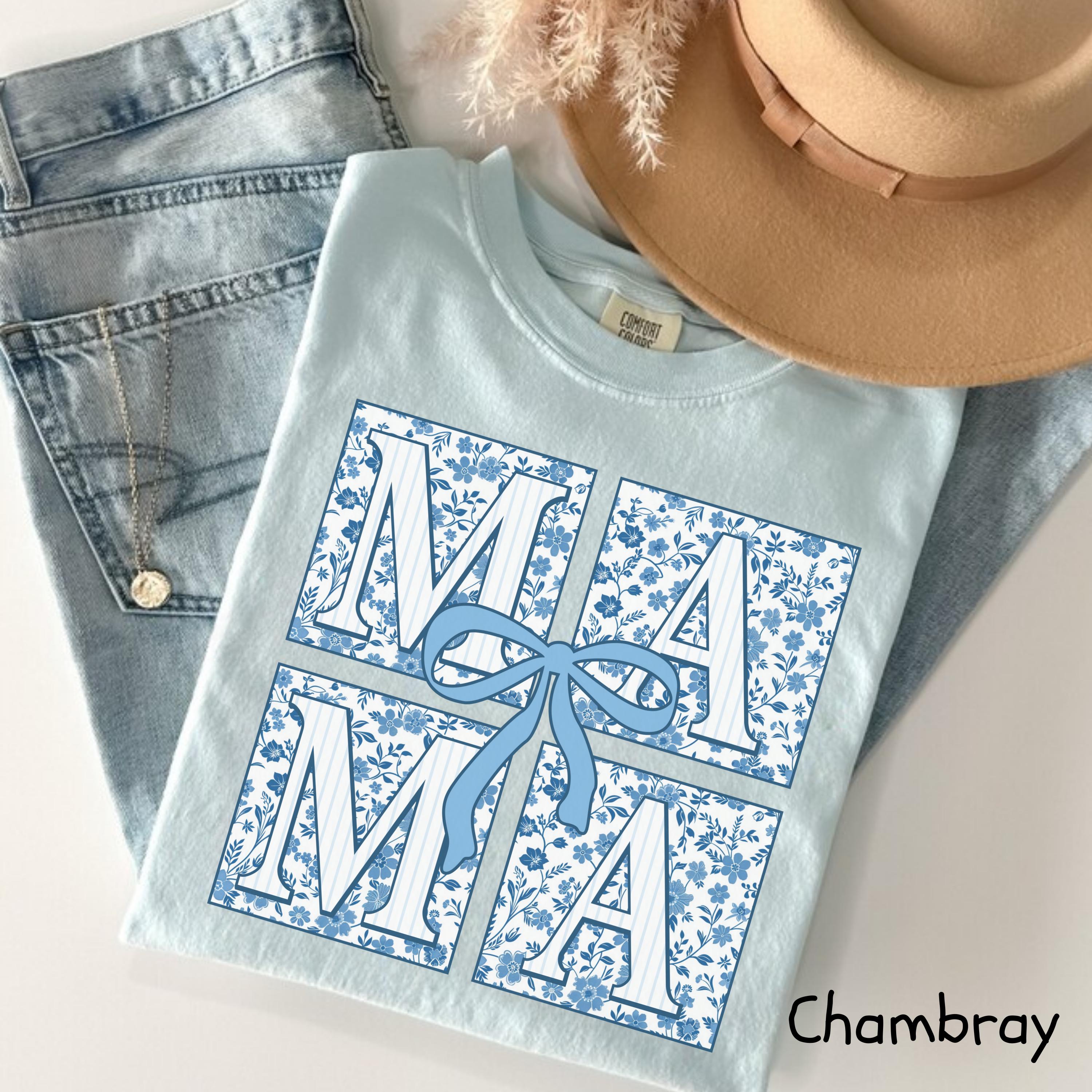 cute mom shirt with bow design in blue ribbon for mothers day personalized gifts and girly aesthetic style yowlw scaled