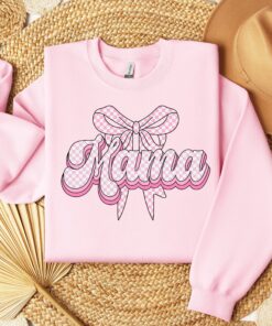 cute mom shirt with pink bow vintage mama sweatshirt ideal for mothers day gifts and baby shower celebrations 0lnnc