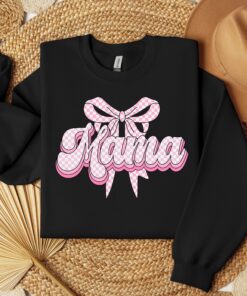 cute mom shirt with pink bow vintage mama sweatshirt ideal for mothers day gifts and baby shower celebrations kylz3