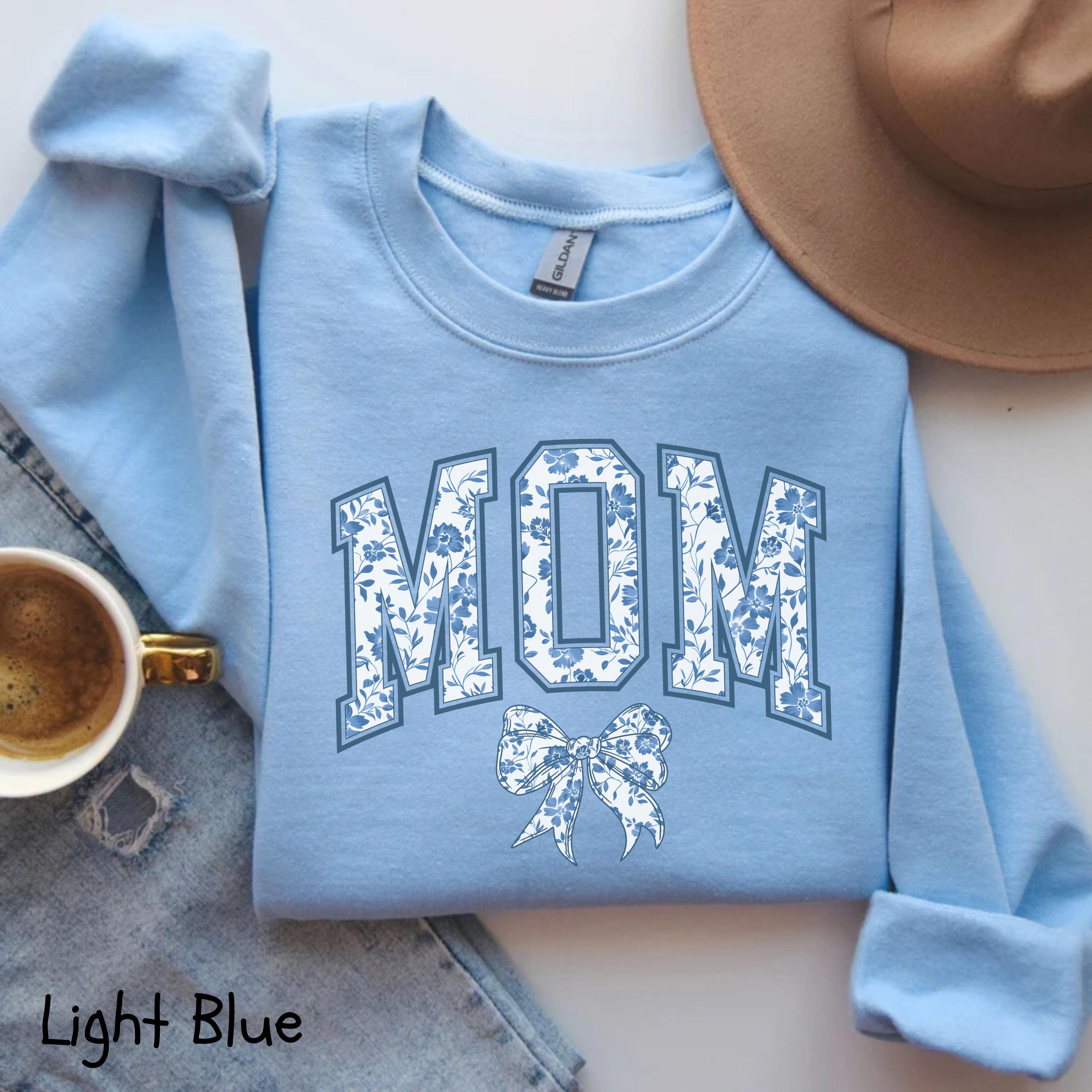 cute mom sweatshirt with blue ribbon bow design for mothers day gift and girly aesthetic style 2mfcd