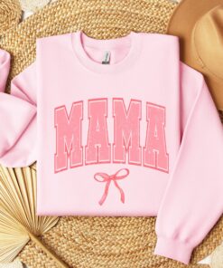 cute mom sweatshirt with pink bow for mothers day gift personalized mama shirt perfect for baby showers and everyday wear a47ml