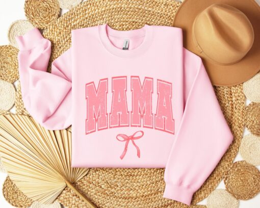 cute mom sweatshirt with pink bow for mothers day gift personalized mama shirt perfect for baby showers and everyday wear a47ml scaled
