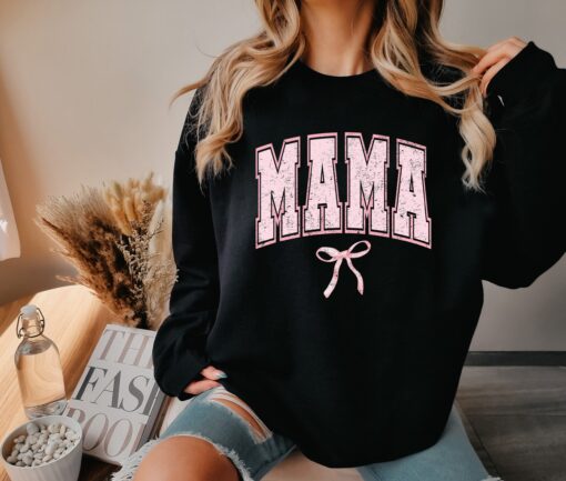 cute mom sweatshirt with pink bow for mothers day gift personalized mama shirt perfect for baby showers and everyday wear ggqr8 scaled