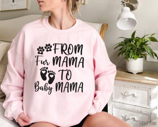 cute new mom sweater from fur mama to baby mama expecting mom sweatshirt personalized gift for new mothers cpnmo scaled