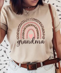 cute rainbow grandma shirt leopard nana gigi grammy shirt for mothers day personalized mom life t shirt lfjk9