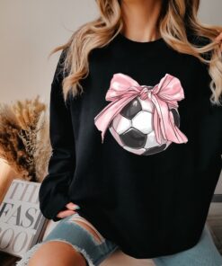 cute soccer mom shirt with pink bow soft girl tee for game night and soccer events fun soccer sweatshirt 7rcku