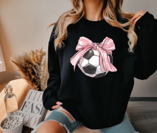 cute soccer mom shirt with pink bow soft girl tee for game night and soccer events fun soccer sweatshirt 7rcku scaled