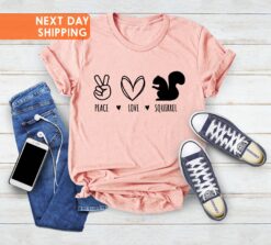 cute squirrel shirt for moms peace love squirrel t shirt funny mom life shirt animal lover mothers day gift qmpca