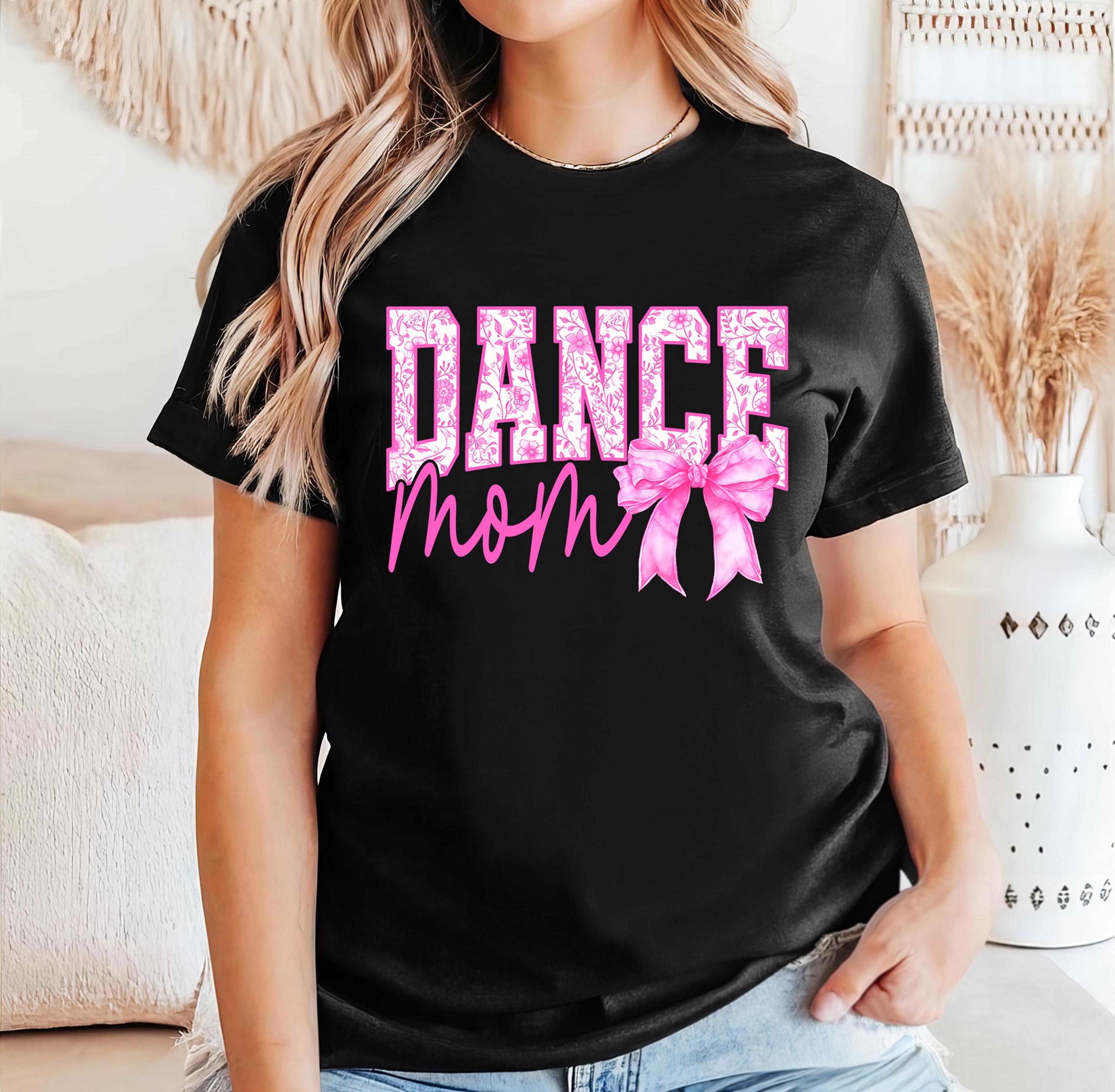 dance mom pink shirt with floral patterns and bow cute trendy mom life t shirt for dance moms and mothers day gifts nepja scaled