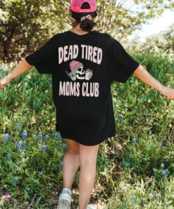 dead tired moms club vintage graphic tee for women funny skeleton shirt best mom ever gift edgy retro mama t shirt onfkn