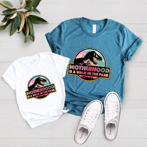 dinosaur mom shirt motherhood is a walk in the park tee saurus family shirt cute mom life t shirt for mothers day