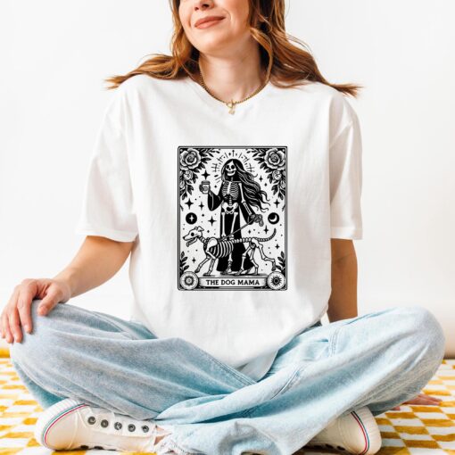 dog mama shirt with tarot card design witchy skeleton tee for pet lovers dog owner gift sweatshirt and t shirt lqpn7