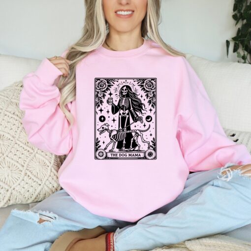 dog mama shirt with tarot card design witchy skeleton tee for pet lovers dog owner gift sweatshirt and t shirt wsd6t scaled