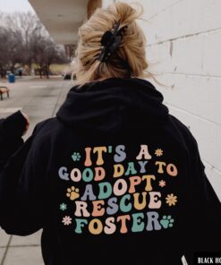 dog rescue hoodie for animal lovers retro adopt foster sweatshirt dog adoption shirt for dog mama and dog lover etgwt