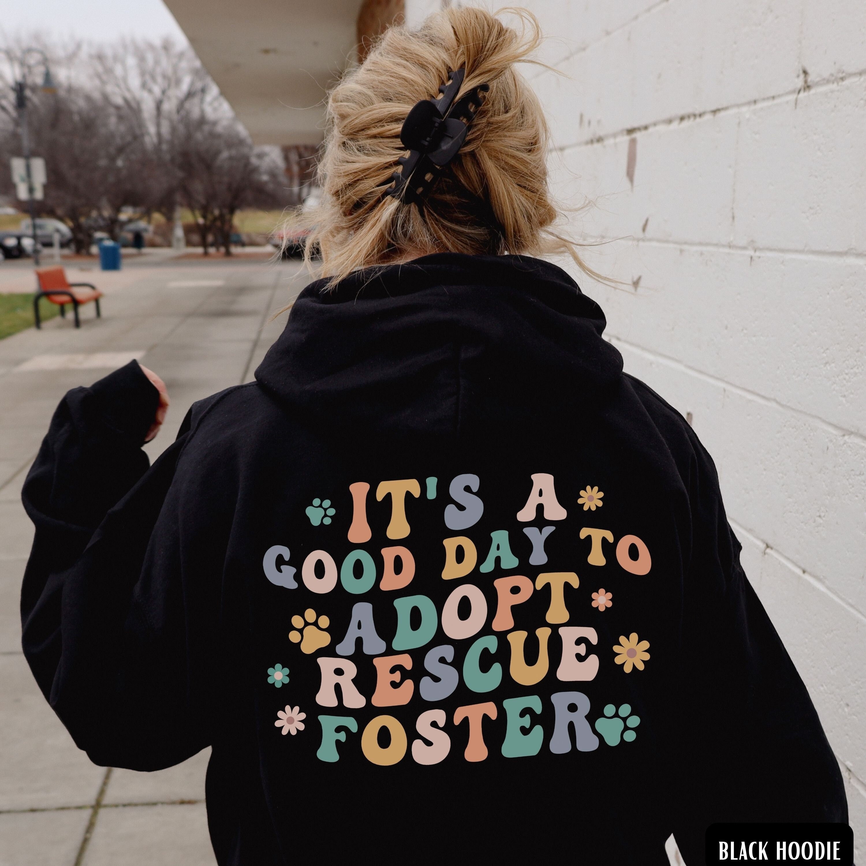 dog rescue hoodie for animal lovers retro adopt foster sweatshirt dog adoption shirt for dog mama and dog lover etgwt