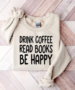 drink coffee read books be happy t shirt for book lovers librarians teachers bookish reading tee i8q8y