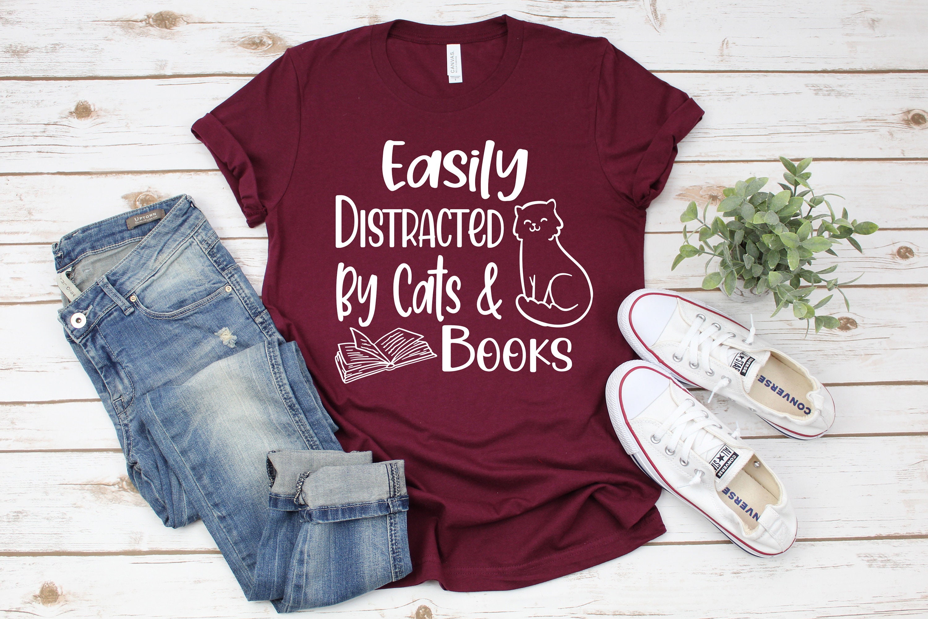 easily distracted by cats and books shirt for book lovers funny reading t shirt kitten lover apparel rgry0 scaled