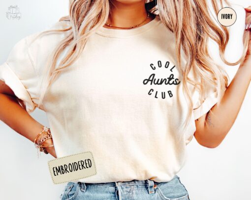 embroidered aunt shirt for new aunts cool aunts club tee mothers day pregnancy announcement gift