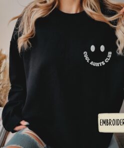 embroidered aunt sweatshirt cool aunt club hoodie retro mothers day gift sister pregnancy announcement shirt socmw