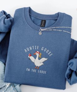 embroidered aunt sweatshirt for funny aunts club cool goose crewneck wine lover gift pregnancy announcement sweater nzxkj