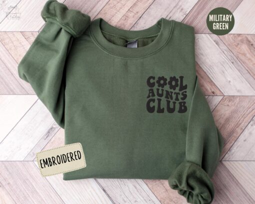 embroidered cool aunt club shirt retro hoodie for new aunts sister pregnancy announcement mothers day gift