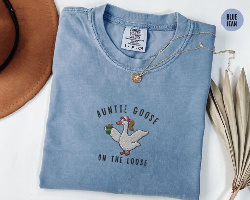 embroidered funny aunt shirt silly goose tee cool aunts club pregnancy announcement gift for goose lovers qwkt8