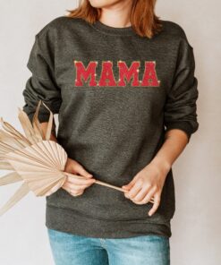 embroidered mama red glitter sweatshirt for new moms cute mothers day shirt trendy mom life apparel 4f7it