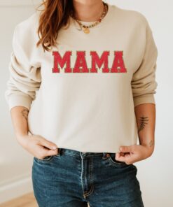 embroidered mama sweatshirt with glitter patch cute mom shirt for new moms perfect for mothers day gifts kulp4