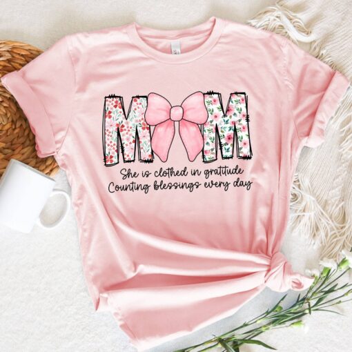 empowered mom shirt with bible verses and wildflowers design for gratitude and blessings everyday