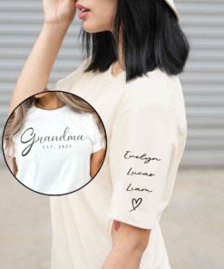 established 2024 grandma shirt with grandkids names best grandma ever shirt for new and expecting grandmothers h1hjc