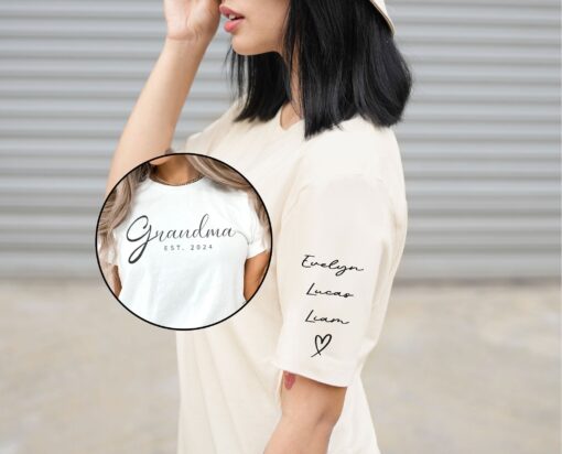 established 2024 grandma shirt with grandkids names best grandma ever shirt for new and expecting grandmothers h1hjc