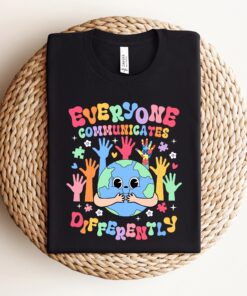 everyone communicates differently autism awareness t shirt for teachers and moms unique autism mama shirt b4muj