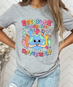 everyone communicates differently autism awareness t shirt for teachers and moms unique autism mama shirt pj6m7