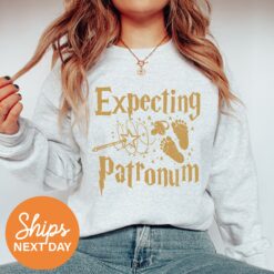 expecting patronum sweatshirt for pregnancy announcement magical gender reveal new mom hoodie maternity gifts vugxs