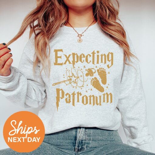 expecting patronum sweatshirt for pregnancy announcement magical gender reveal new mom hoodie maternity gifts