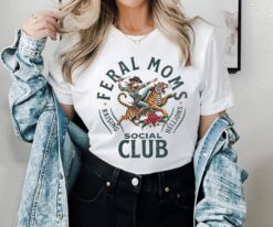 feral mom life shirt funny vintage graphic tee for moms somebodys feral wife trendy mother day apparel tqpln